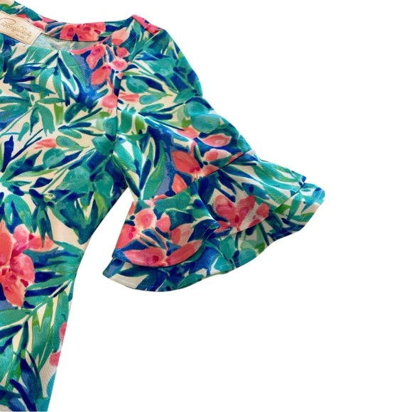 Pappagallo Ruffle Sleeve Erica Floral Midi Dress Small - Picture 4 of 8